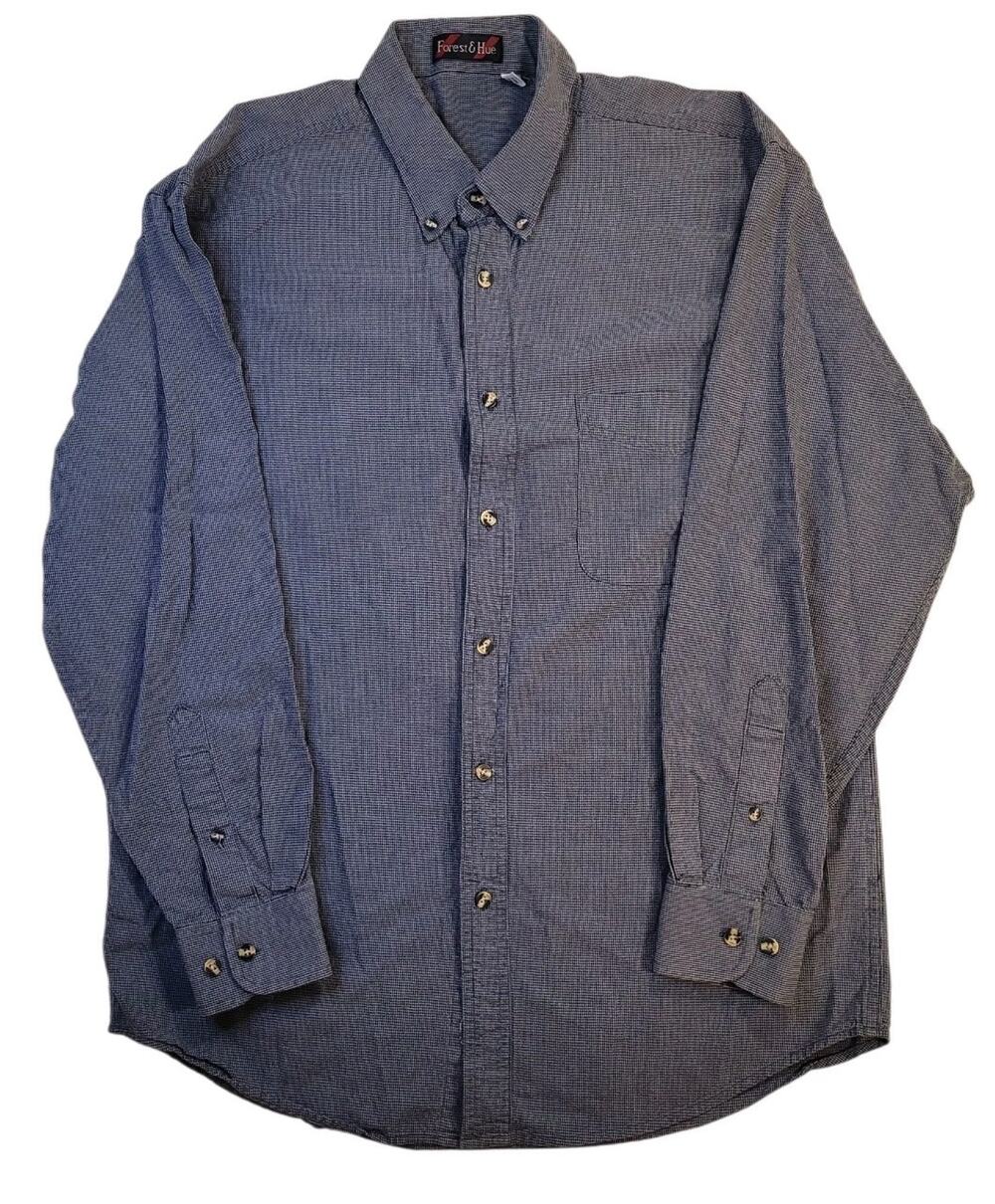 Forest Hue Houndstooth Button Up Shirt Mens M
